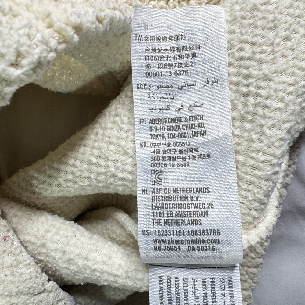 Abercrombie & Fitch Womens XS Cream Sherpa Fleece Hoodie Pullover A&F Cozy - Picture 7 of 10